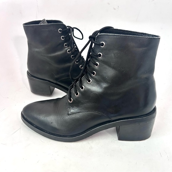 Jeffrey Campbell Zephyr Boot Size 9 Black Leather Lace-up Ankle Boots - Picture 6 of 11